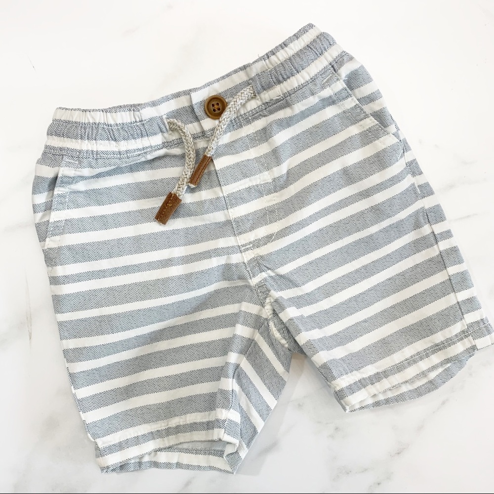 Blue and white striped shorts